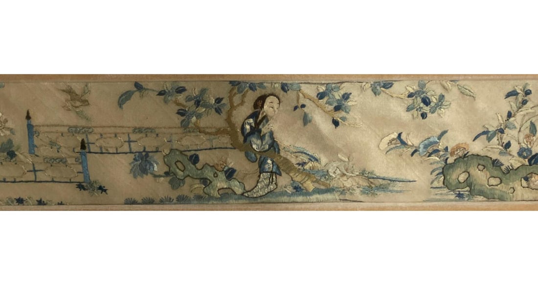 A Framed Embroidery Painting: A Framed Embroidery Painting. Length: 35.75"