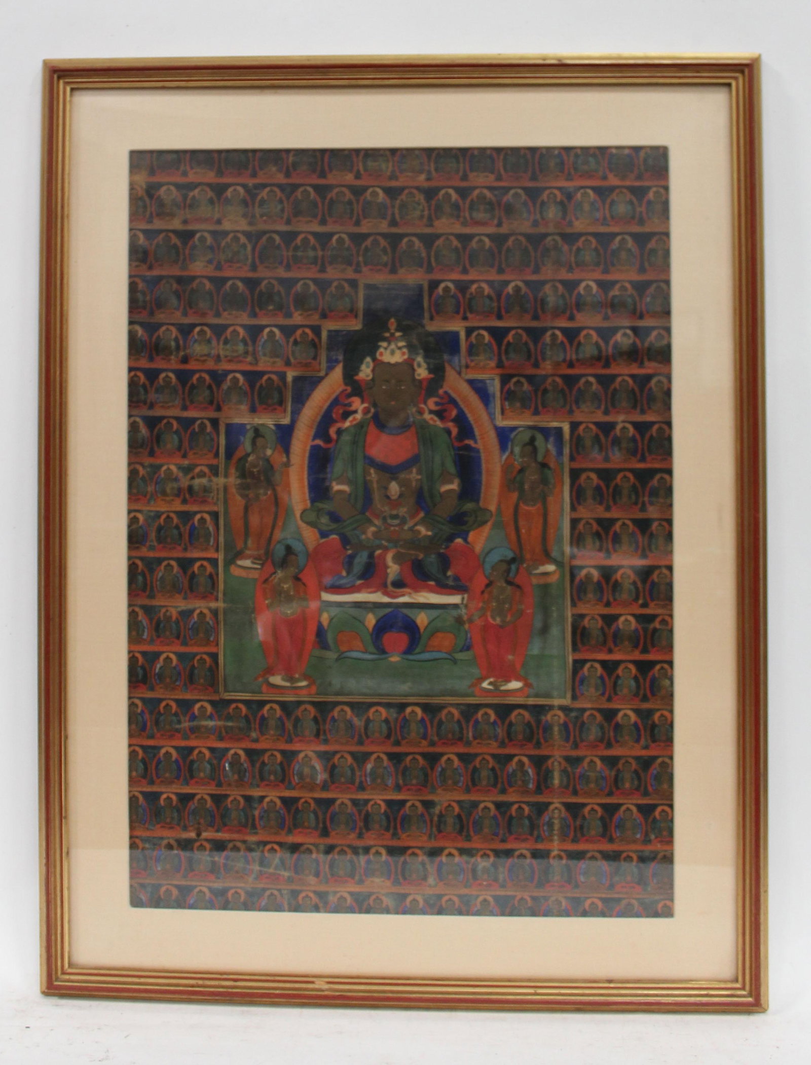 Antique Framed Tibetan Thangka: Antique Framed Tibetan Thangka. Length: 23" Height: 30" (Frame)