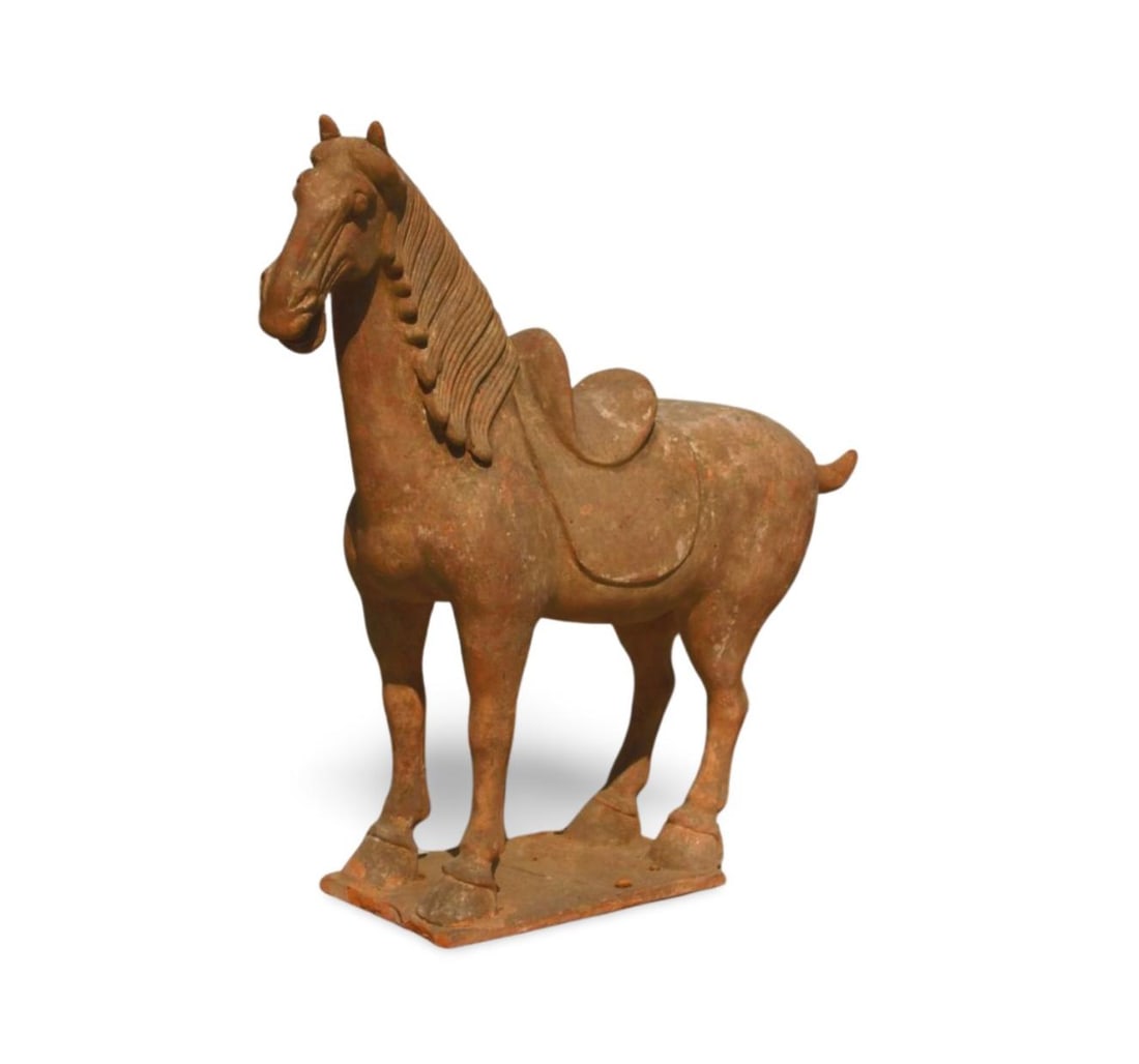 A Pottery Horse: A Pottery Horse. Dimension: 27" x 8.25" x 26".
