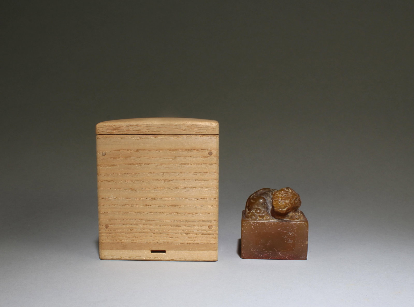 A Chinese Inkstone with Box: A Chinese Inkstone with Box. Dimensions: 1.5" x 1.5"