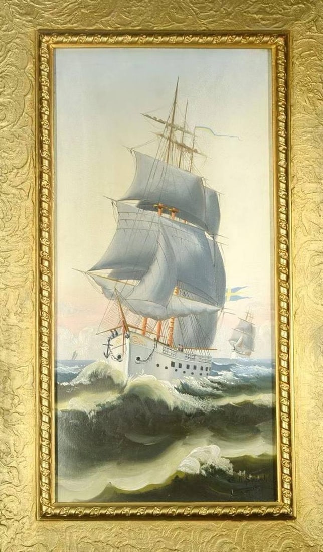 OIL PAINTINGS OF 19TH-CENTURY EUROPEAN SAILING SHIPS (1 of 4)