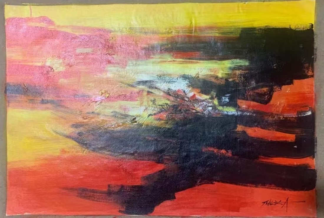 An Oil Painting: An Oil Painting. Dimensions: 23.62in x 35.43in.