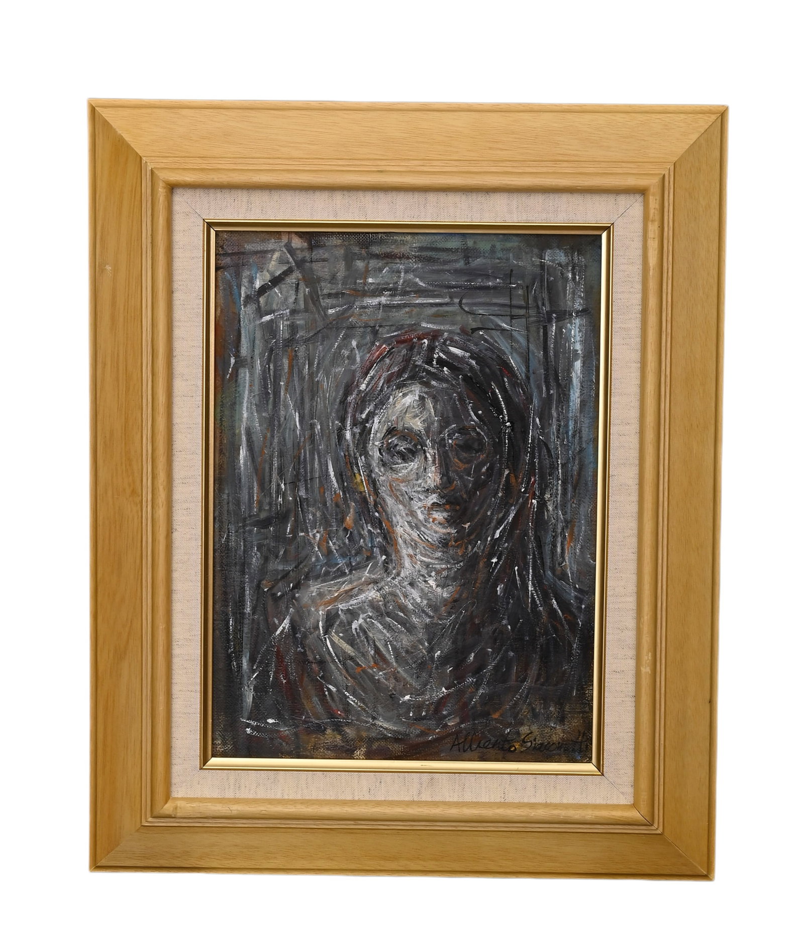 ALBERTO GIACOMETTI(SWITZERLAND1901-1966),ATTRIBUTE TO,ACRYLIC ON CANVAS ORIGINAL PERIOD FRAME (1 of 7)