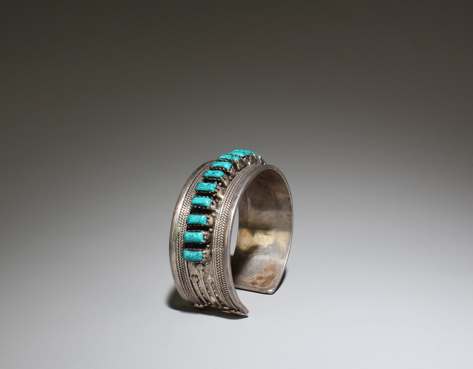 Tibetan Handmade Silver Turquoise Bangle (1 of 5)