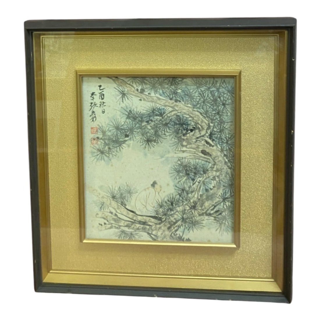 A Framed Painting Attributed to Zhang Da Qian: Dimensions with Frame: 16.5" x 17.5".