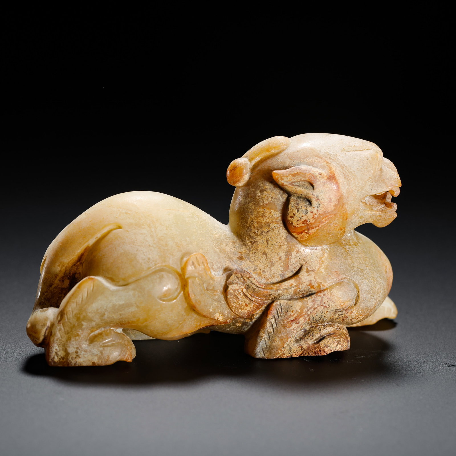 HAN DYNASTY HETIAN JADE RECLINING BEAST (1 of 9)