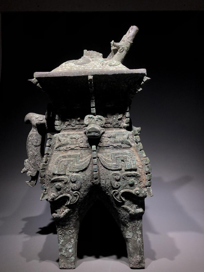 A Bronze He: A Bronze He. Diameter: 13.78in; Width: 11.81in; Height: 25.98in; Weight: 79.37lbs.