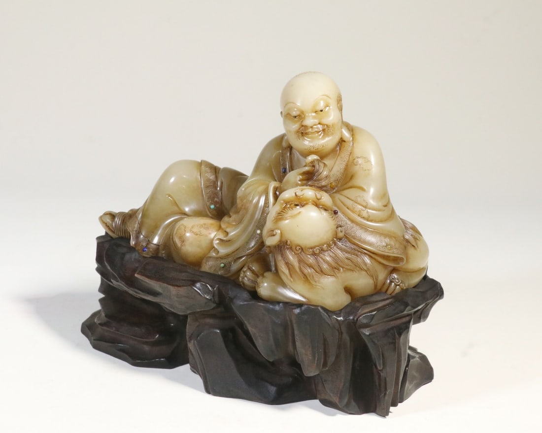 A Shoushan Stone Luohan Statue - 7