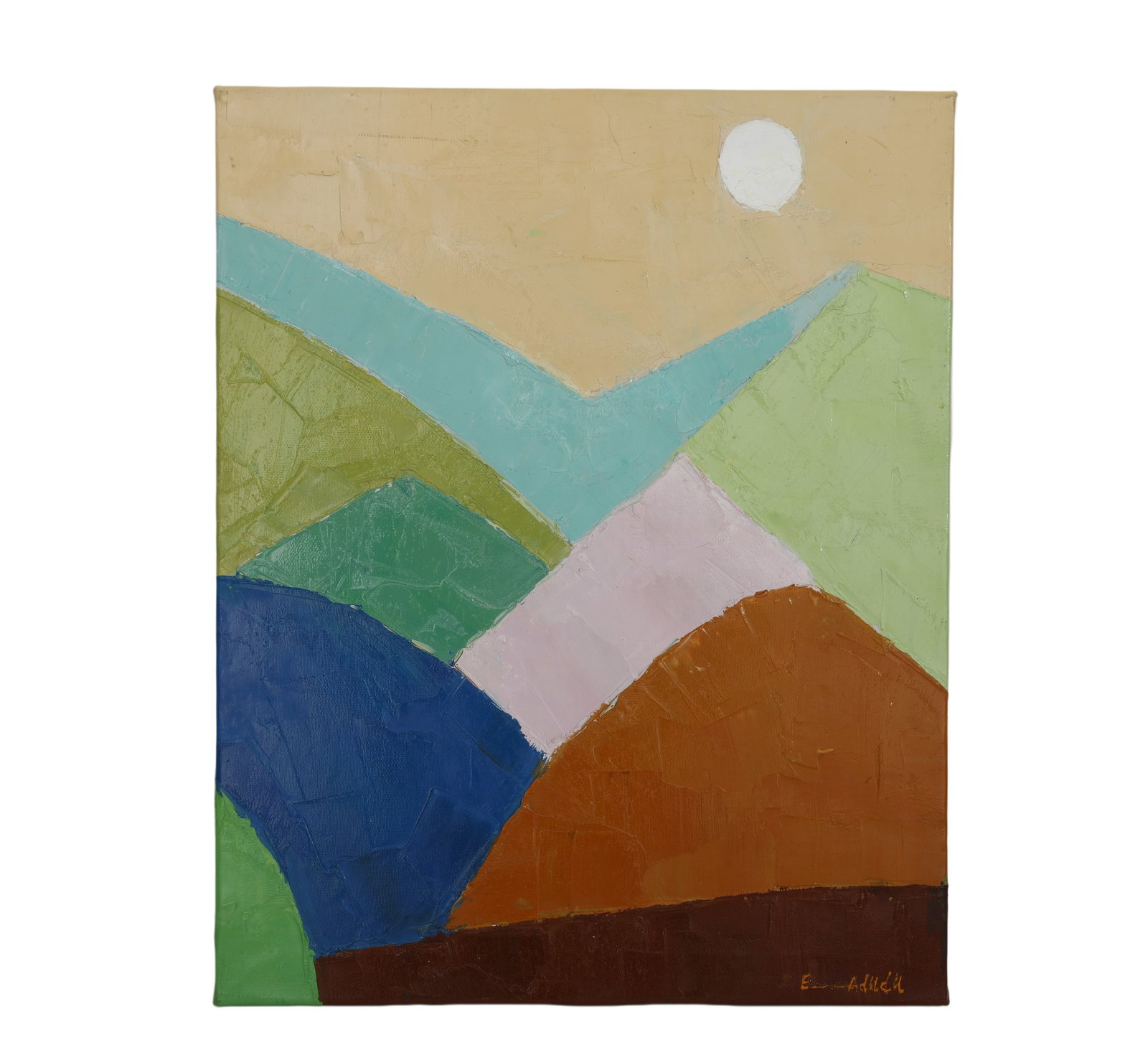 ETEL ADNAN (AMERICANS1925-2021) ATTRIBUTED TO,OIL ON CANVAS: ETEL ADNAN (AMERICANS1925-2021) ATTRIBUTED TO,OIL ON CANVAS. H:50cm(19.69in) W:40cm(15.75in)