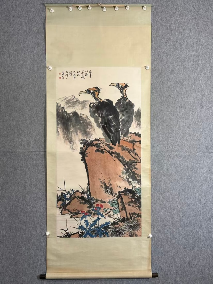 A Hanging Scroll: A Hanging Scroll. Dimensions: 52.76in x 26.77in.
