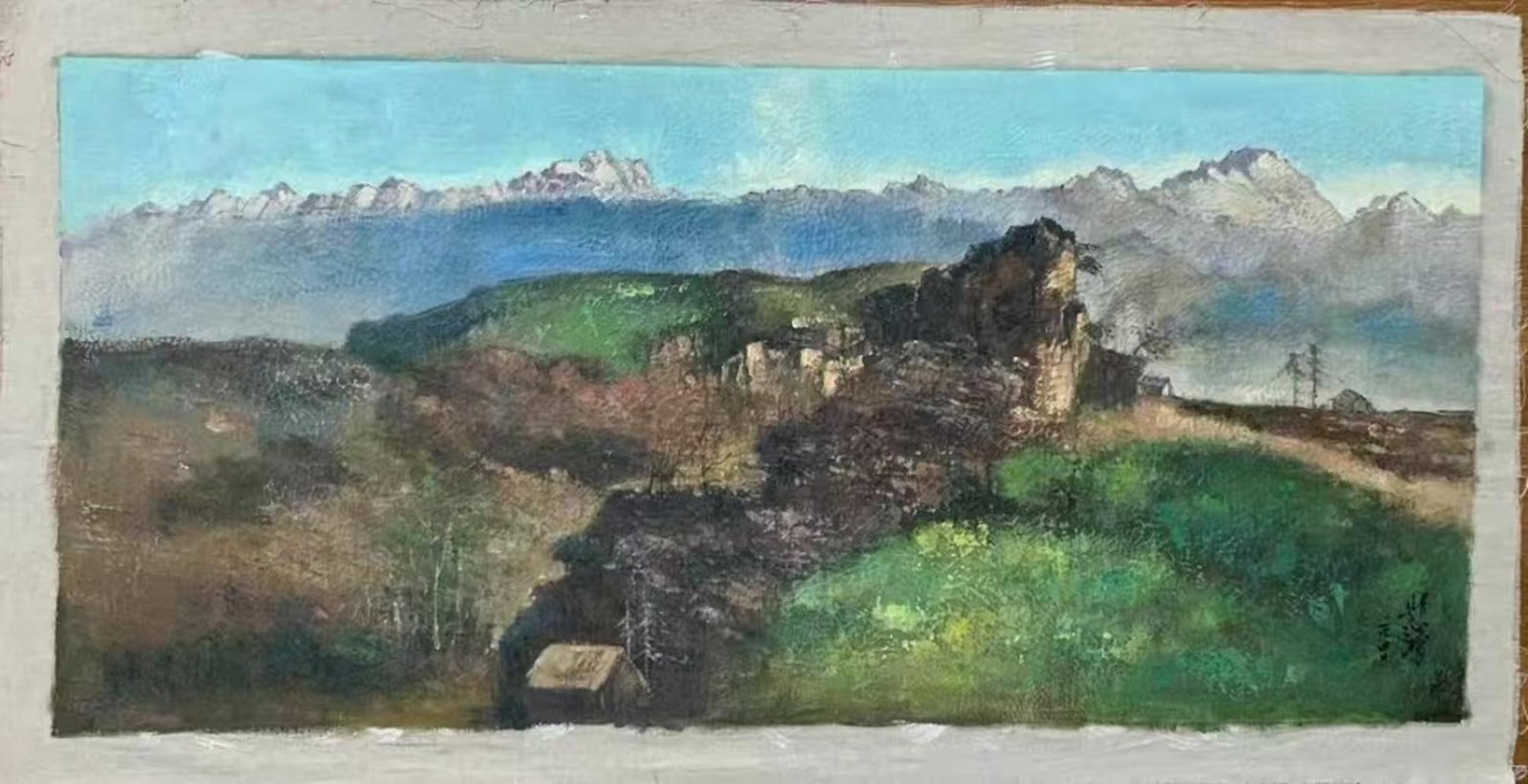An Oil Painting: An Oil Painting. Dimensions: 19.69in x 59.06in.
