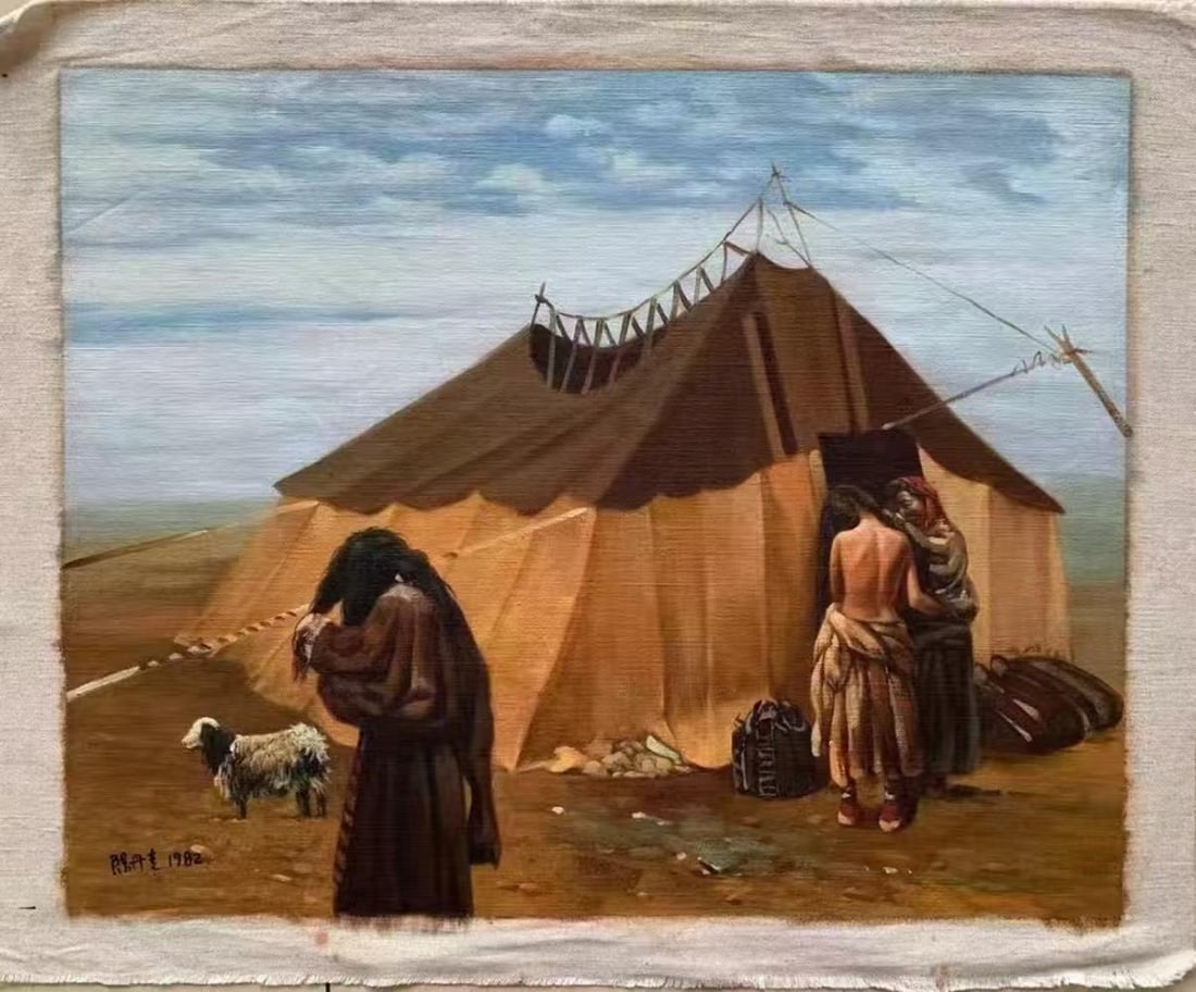 An Oil Painting: An Oil Painting. Dimensions: 31.50in x 39.37in.