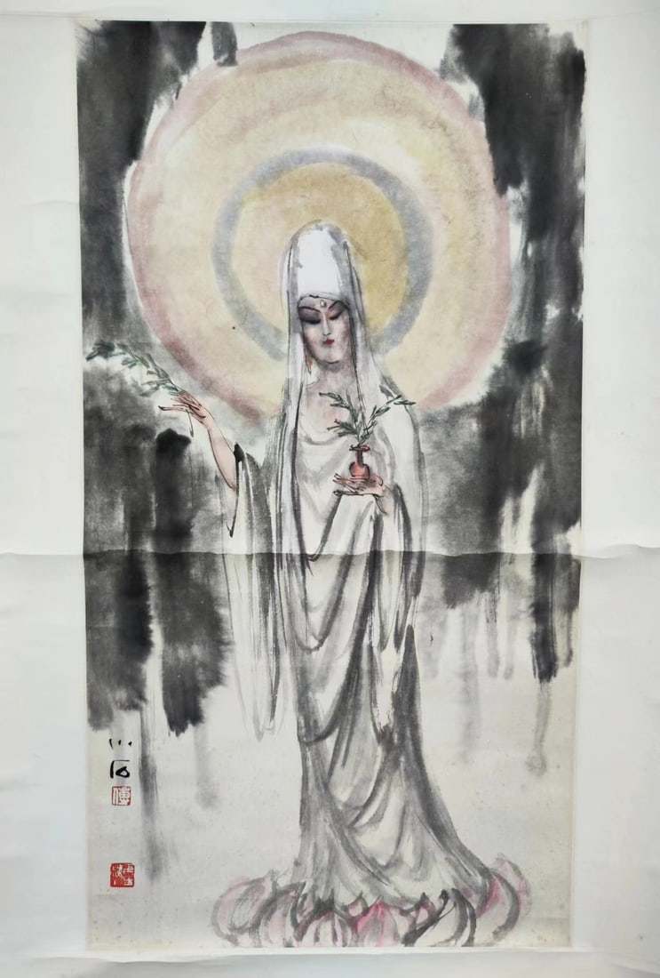 A Hanging Scroll: A Hanging Scroll. Dimensions: 26.77in x 18.11in.