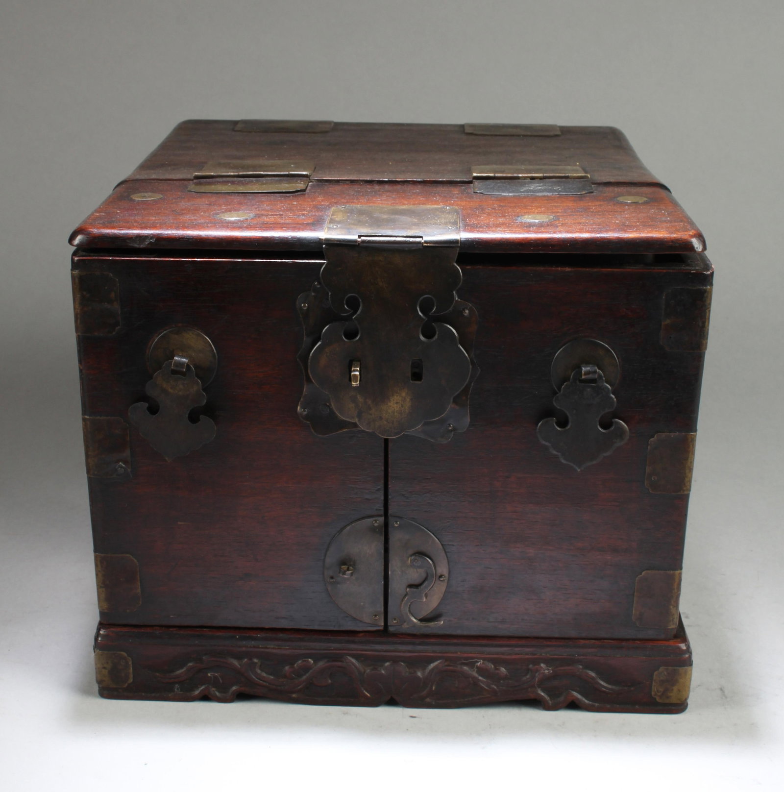 Chinese Hardwood Multi-Tier Jewelry Box: Chinese Hardwood Multi-Tier Jewelry Box. Length: 12.75" Width: 10" Height: 8"