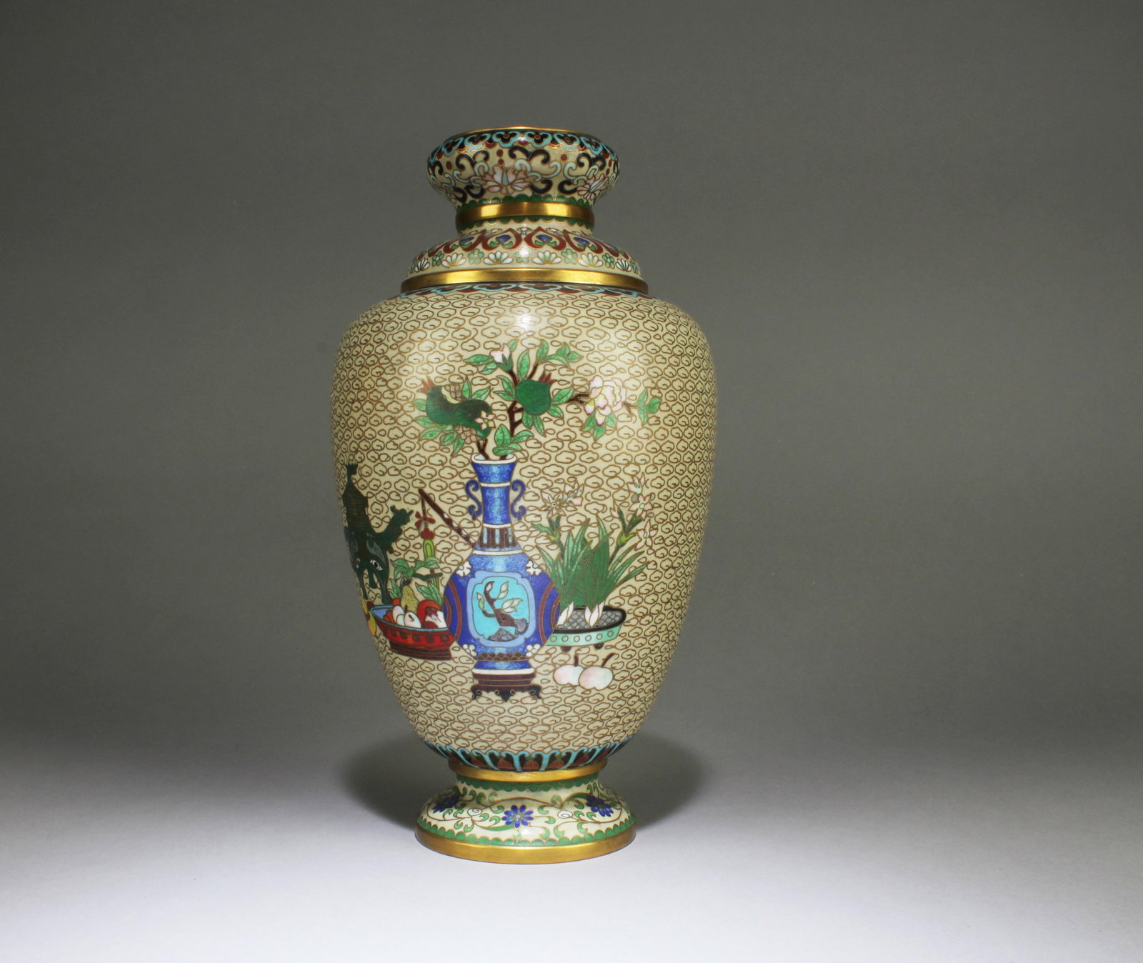 Chinese Cloisonne Vase: Chinese Cloisonne Vase. Height: 10.5"