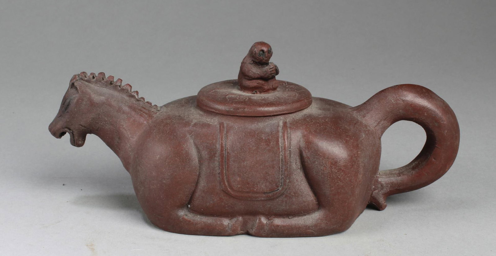 Chinese Zisha Teapot: Chinese Zisha Teapot. Length: 7.75"