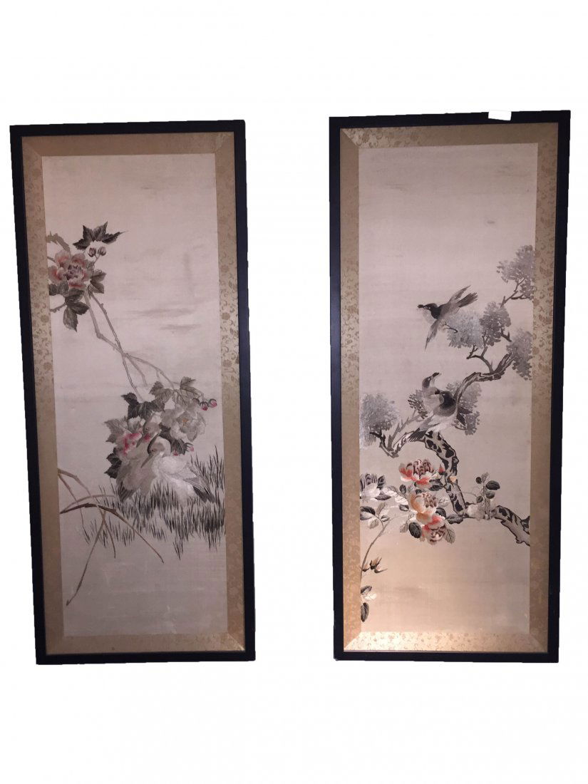 A Pair of Chinese Cloth Embroidery Painting (1 of 6)