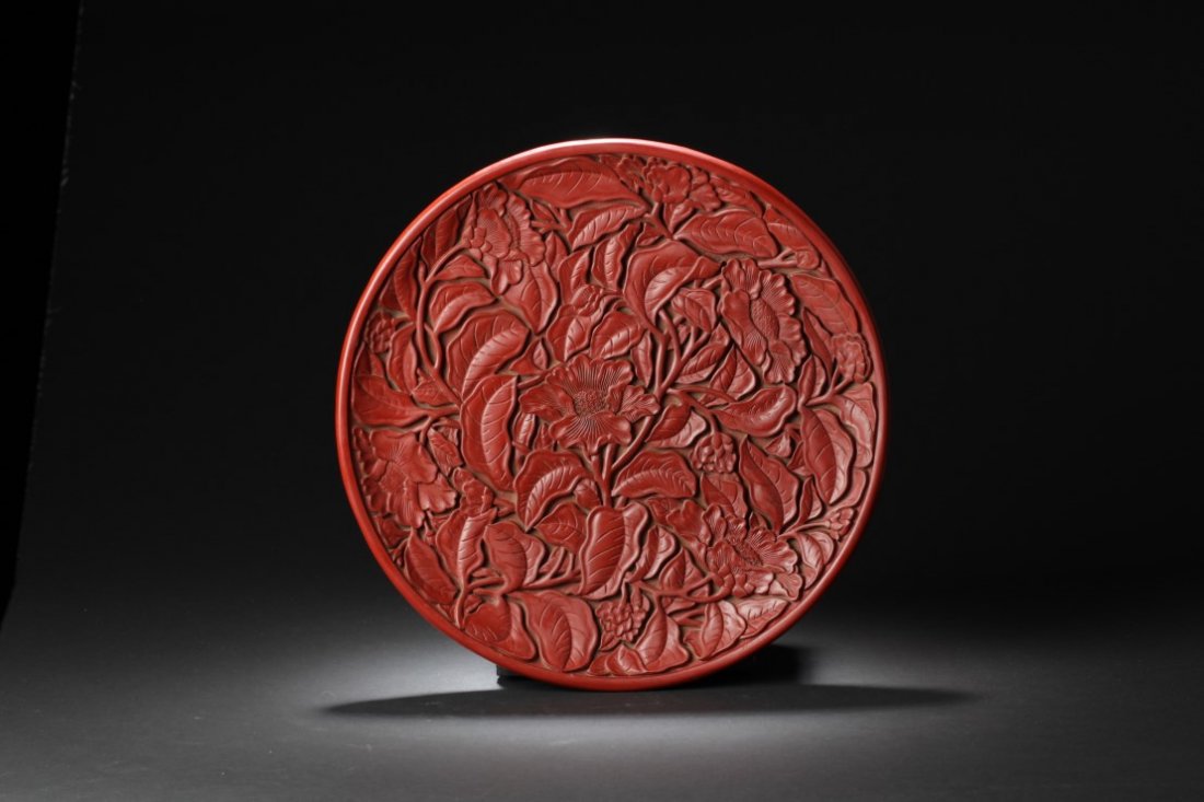 Chinese Cinnabar Lacquered Round Plate (1 of 6)