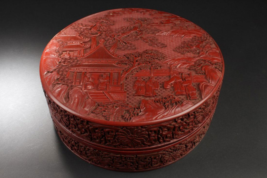 Chinese Cinnabar Lacquered Round Container (1 of 5)