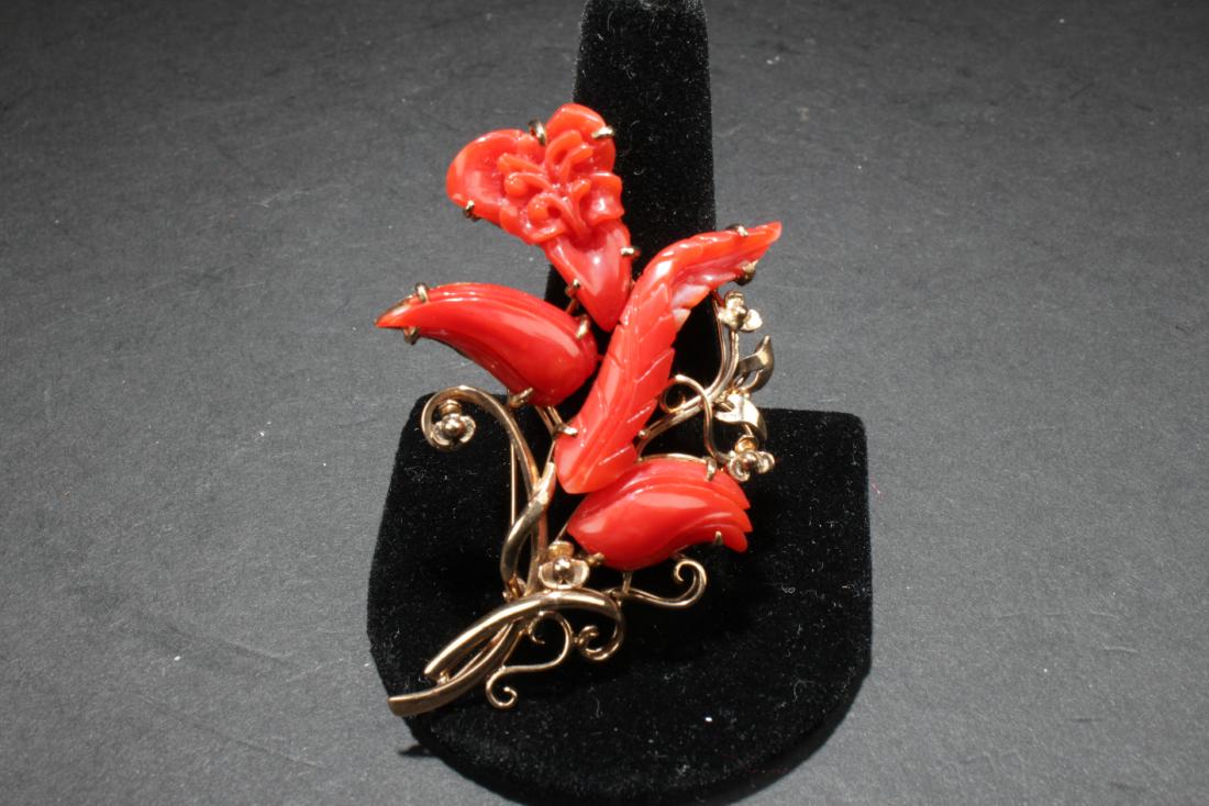 Chinese Jade Brooch with 14K Rose Gold (1 of 4)