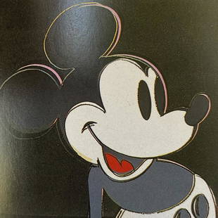 Andy Warhol Original Silkscreen with Diamond Dust: Andy Warhol Original Silkscreen Mickey Mouse with Diamond Dust approx 38x38 inches and includes documentation