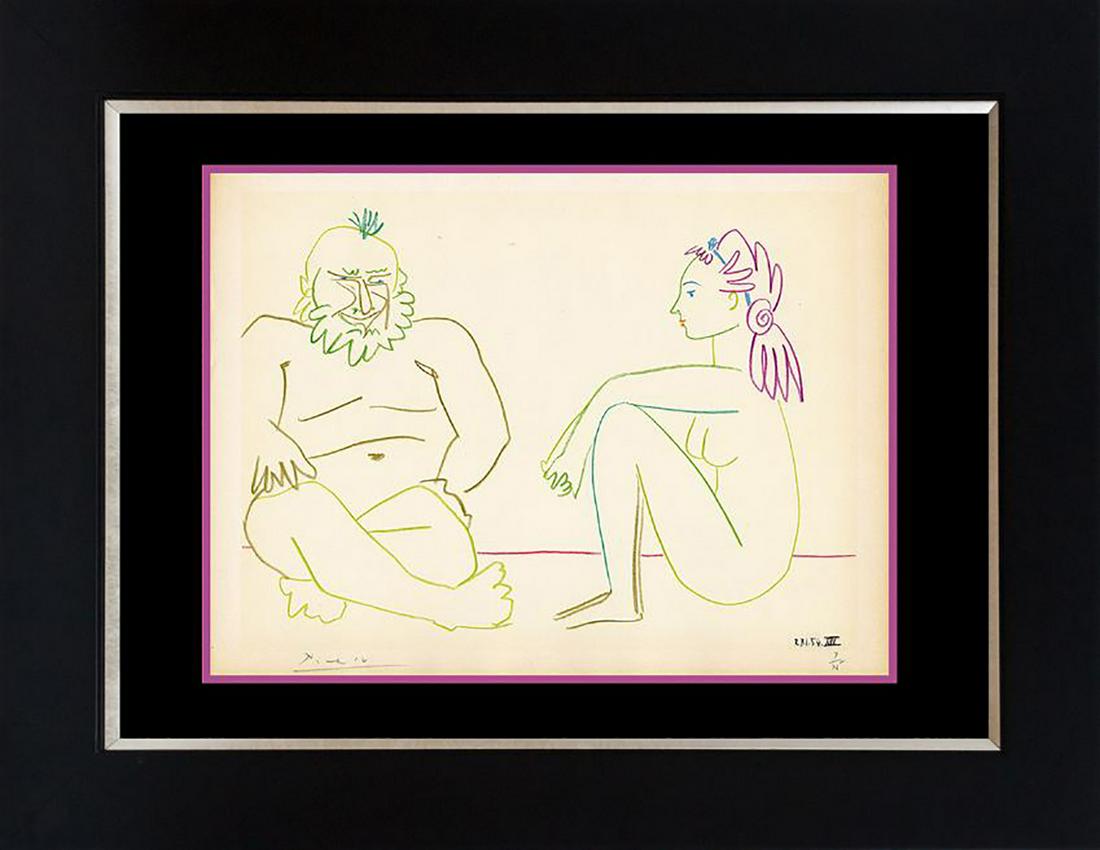 Pablo Picasso Lithograph Limited Edition Hand signed: Pablo Picasso Limited Edition Original Lithograph hand signed and numbered from 1954 Verve Collection Custom framed and includes certificate 75 in the total edition