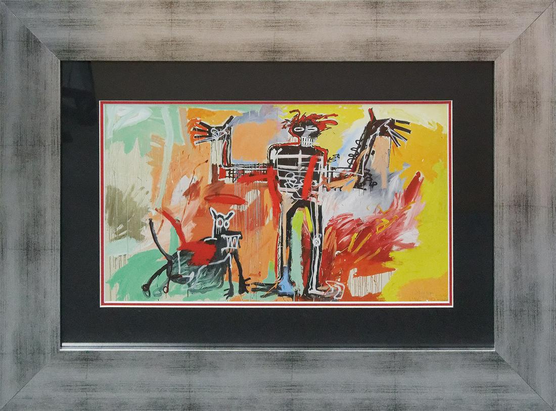 Jean Michel Basquiat Lithograph from 1984: Jean Michel Basquiat Color Plate Lithograph from 1984. Approx 28x20 inches. Professionally framed. Includes certificate.