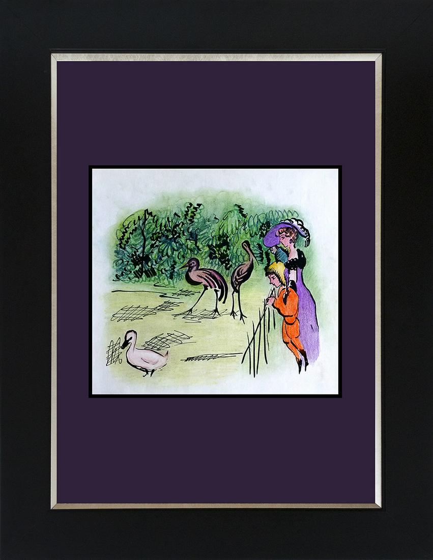 August Macke lithograph hand coloured: August Macke lithograph hand coloured Approx 24x20 inches Custom framed Includes certificate