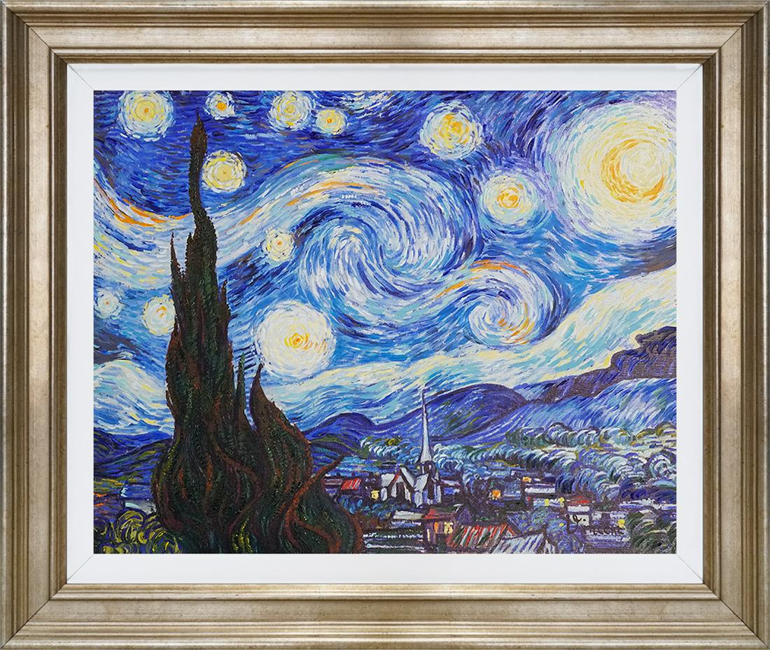 Hand embellished canvas after Vincent Van Gogh Starry: Hand embellished on canvas after Vincent Van Gogh The signature is in the plate.Limited Edition of 100. Approx 28x24 inches Custom framed and includes certificate.