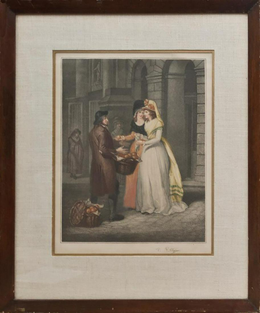 Original Hand Colored Dry Point Aquatint Etching circa (1 of 1)