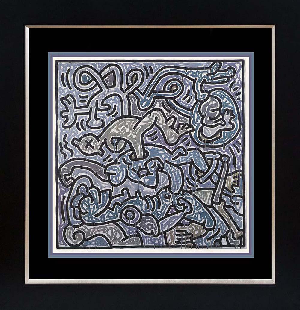 Keith Haring Color Plate Lithograph: Keith Haring Color Plate Lithograph Approx 22x18 inches Custom framed and includes certificate