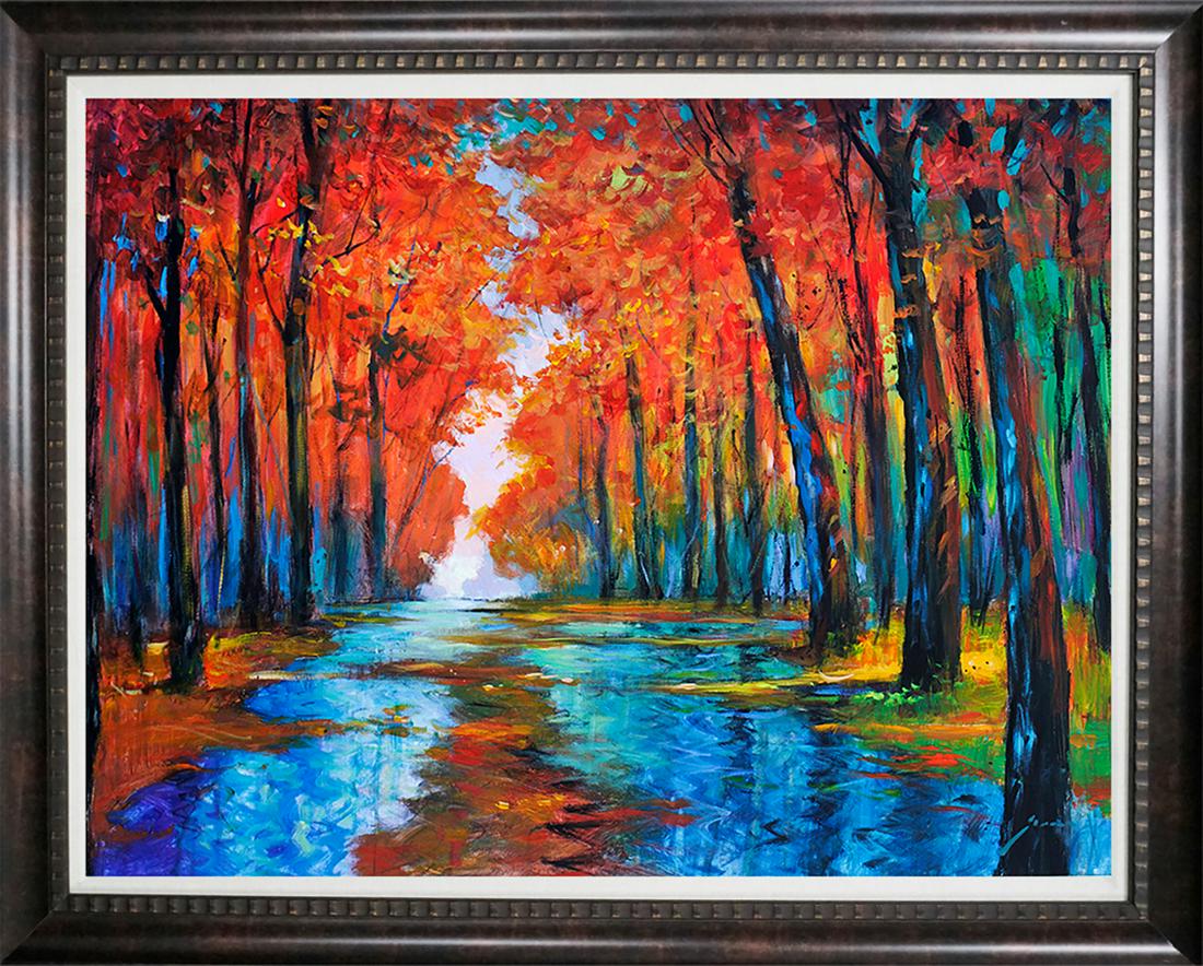 Michael Schofield Landscape Mixed Media Original on: Michael Schofield Mixed Media Original on canvas. Hand signed by the artist. Approx 30 x 24 inches. Includes certificate Custom framed.