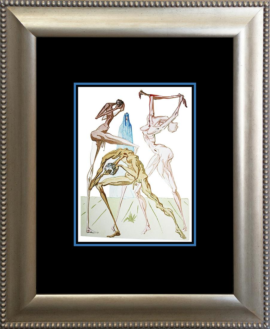 Salvador Dali Original Wood Block Divine Comedy from: Salvador Dali original Wood Block from the 1960s. Divine Comedy suite. Paris,France Approx 18x20 inches. Custom framed. Includes certificate of authenticity.