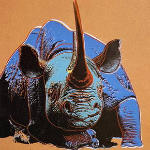 Black Rhinoceros Andy Warhol Original Silkscreen: Andy Warhol AP Original Silkscreen Serigraph Trail Proof approx 38x38 inches and includes documentation and official stamps for Andy Warhol and his publisher Ron Feldman