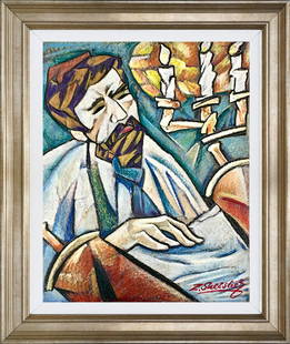 Zinovy Shersher Original Pastel: Zinovy Oil Pastel on paper Modern Man 28x20 inches One of a kind original. Hand signed by Zinovy the artist. Includes certificate of authenticity.