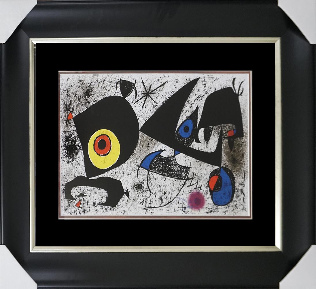 Joan Miro Lithograph: Joan Miro Lithograph. Approx 26x30 inches and includes certificate of authenticity. Custom framed. 1975
