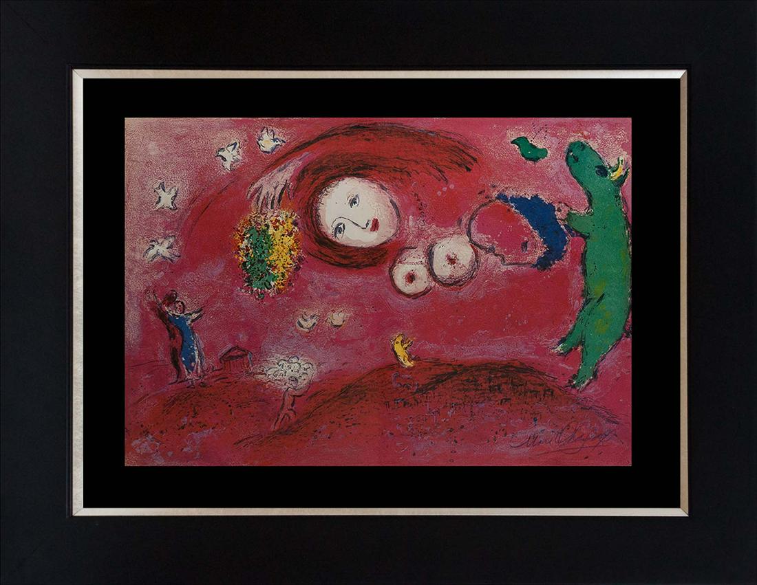 Marc Chagall Hand signed Lithograph: Marc Chagall Mourlot Press large lithograph from 1977. Hand signed by the artist Marc Chagall. Custom framed Includes certificate of authenticity. Approx 28x24 inches.