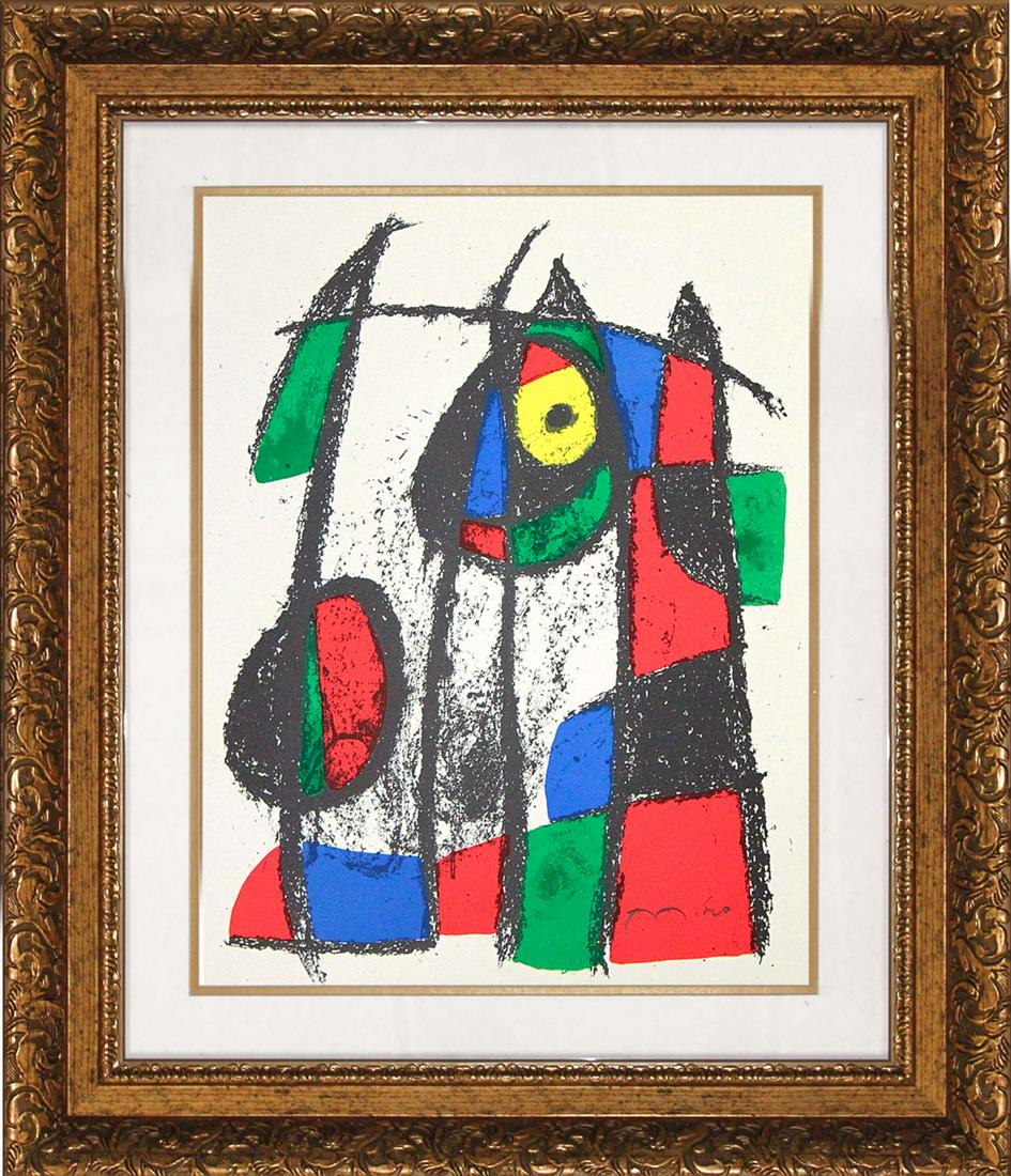Joan Miro Original Lithograph Hand Signed: Joan Miro original Lithograph Hand signed by Joan Miro in pencil. Approx 20x24 inches. Custom framed. Includes certificate of authenticity.