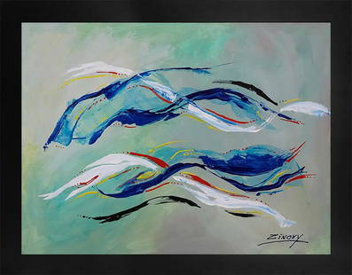 Zinovy Shersher original abstract on canvas Splash: Zinovy Shersher original abstract on canvas Approx 40x30 inches Inlcudes certificate Hand signed by the artist One of a kind original