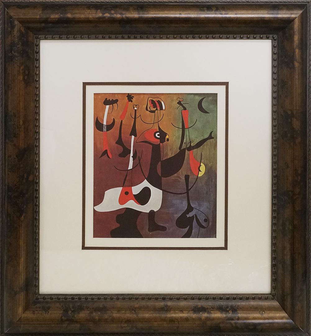 Joan Miro color Plate Lithograph from 1964: Joan Miro Color Plate Lithograph from 1964 Professionally framed Approx 24x20 inches Includes certificate
