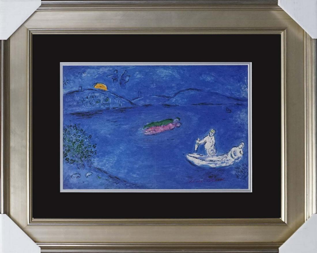 Marc Chagall Hand Signed Lithograph: Marc Chagall Hand Signed Lithograph. This lithograph is hand signed by the artist. Custom framed. Includes certificate of authenticity. Approx 26x28 inches. Mourlot Press.