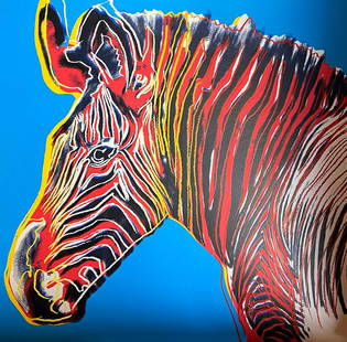 Andy Warhol Grevy's Zebra AP Original Silkscreen: Andy Warhol AP Original Silkscreen Serigraph Trial Proof approx 38x38 inches and includes documentation and official stamps for Andy Warhol and his publisher Ron Feldman