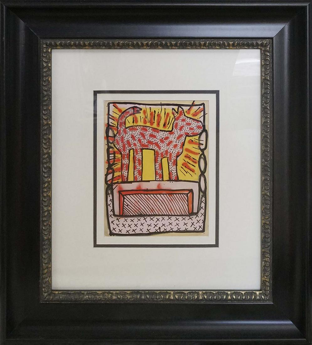 Keith Haring Lithograph: Keith Haring Lithograph approx 25x20 inches Custom framed and includes certificate