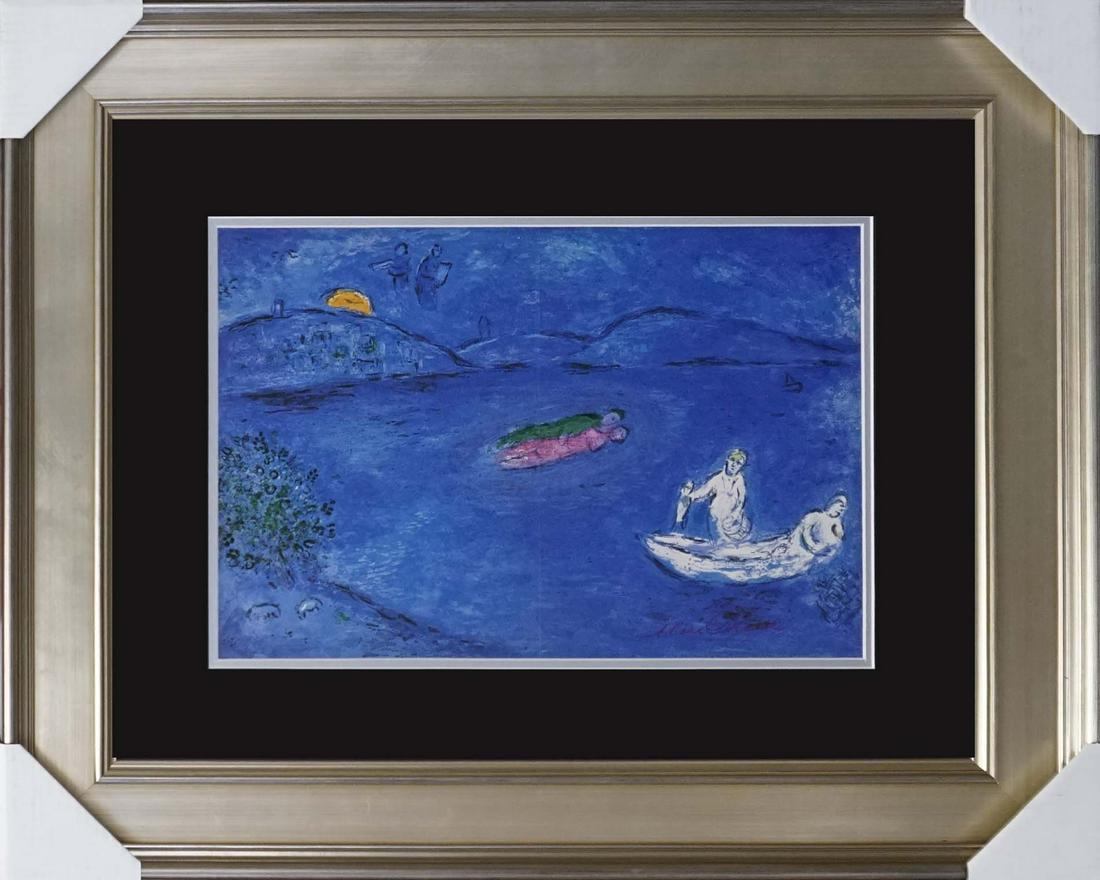Marc Chagall Hand Signed Lithograph: Marc Chagall Hand Signed Lithograph. This lithograph is hand signed by the artist. Custom framed. Includes certificate of authenticity. Approx 26x28 inches. Mourlot Press.