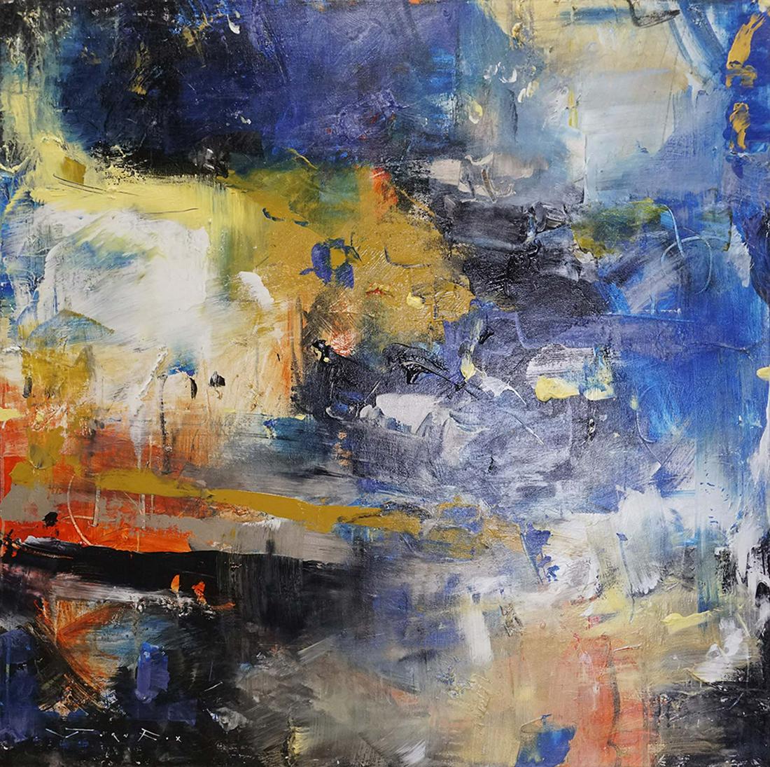 Zinovy Shersher Original Abstract oil on canvas: Original on canvas Approx 40x30 inches. One of a kind original. Zinovy Shersher Hand signed by the artist Jorn Fox. Includes certificate of authenticity. Gallery wrapped canvas comes ready to hang.