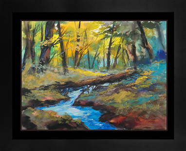 Michael Schofield Landscape watercolor original landscape: Original on canvas Michael Schofield. Hand signed by the artist. One of a kind original. Custom framed. Includes certificate of authenticity. Image size is 30x22 inches