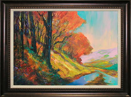 Original on canvas Michael Schofield landscape: Michael Schofield Original on canvas 30x40 inches approx. One of a kind. Hand signed by the artist. Custom framed.Includes certificate of authenticity.