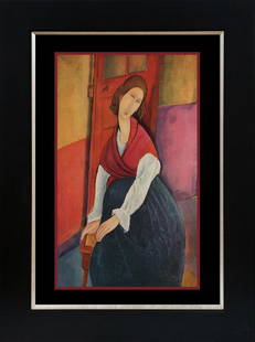 Modigliani Lithograph from 1967: Modigliani Color Plate LIthograph from 1967 Approx 24 x 20 inches Custom framed and includes certifiicate