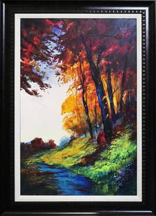 Original on canvas Michael Schofield landscape: by Michael Schofield Original on canvas Hand signed by the artist. Approx 30 x24 inches. One of a kind original. Includes certificate Custom framed.