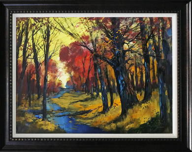 Michael Schofield original on canvas Landscape: by Michael Schofield Original on canvas. Hand signed by the artist. One of a kind original Approx 30 x 40 inches. Includes certificate of authenticity. Custom Framed